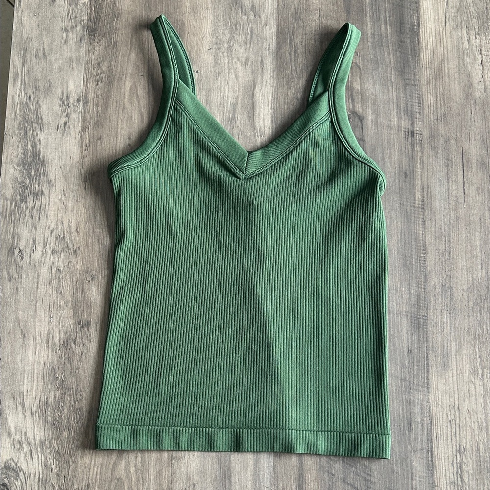 Athleta Renew Seemless Green Ribbed Camisole Top